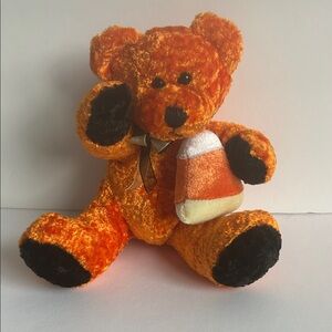 Atico Halloween Orange 6” Teddy Bear with Candy Corn Plush Toy